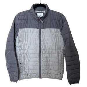 GAP ColdControl Colorblock Puffer Jacket‎ Gray Medium EUC